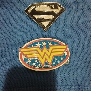 Superhero Belt Buckles - Superman/Wonderwoman